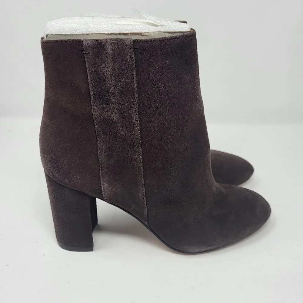 Nine West Women Size 7M Brown Leather Suede Heeled‎ Ankle Boot Booties Whynot